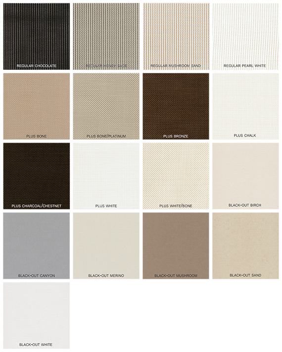 Roller shade colors